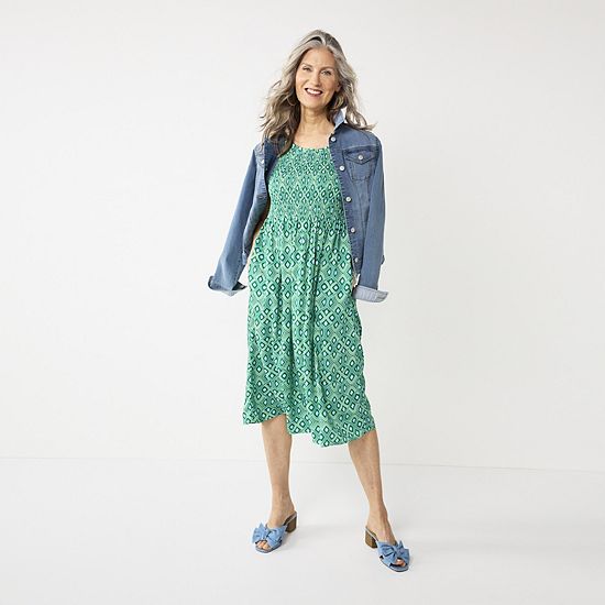 Women's Croft & Barrow® Smocked Midi Dress