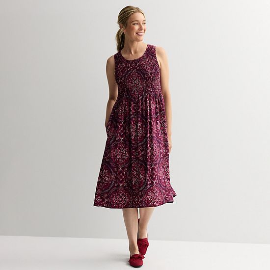 Women's Croft & Barrow® Smocked Midi Dress