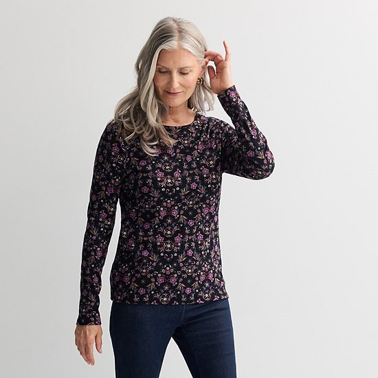 Women's Croft & Barrow® Essential Long-Sleeve Classic Crewneck Tee