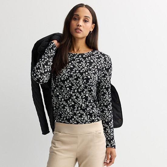 Women's Croft & Barrow® Essential Long-Sleeve Classic Crewneck Tee