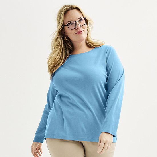 Plus Size Croft & Barrow® Essential Crewneck Long Sleeve Tee