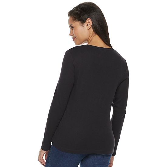 Petite Croft & Barrow® Crewneck Long-Sleeve Tee