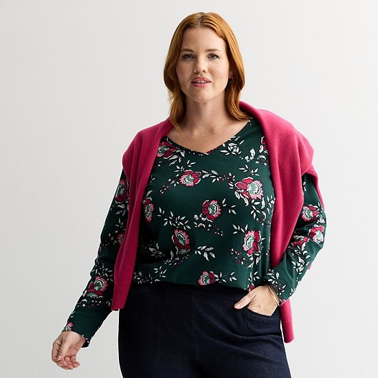 Plus Size Croft & Barrow® Essential V-Neck Top