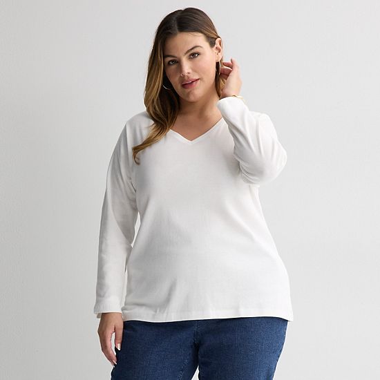 Plus Size Croft & Barrow® Essential V-Neck Top