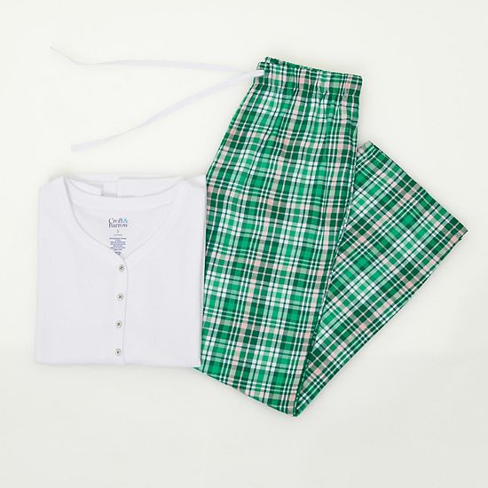 Plus Size Croft & Barrow® Henley Pajama Top & Flannel Pajama Bottoms Set