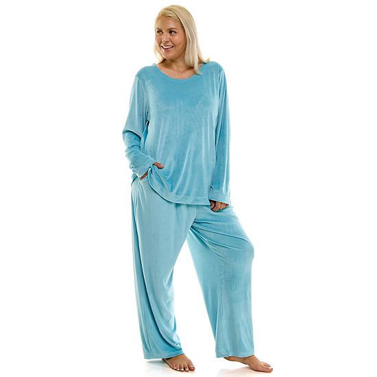 Plus Size Croft & Barrow® Velour Pajama Top & Pajama Bottoms Set