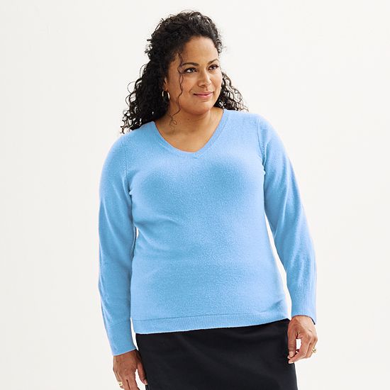 Plus Size Croft & Barrow® Extra Soft V-Neck Sweater
