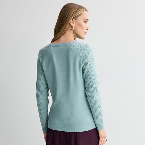 Women's Croft & Barrow® The Extra Soft Cabled Crew Neck Sweater