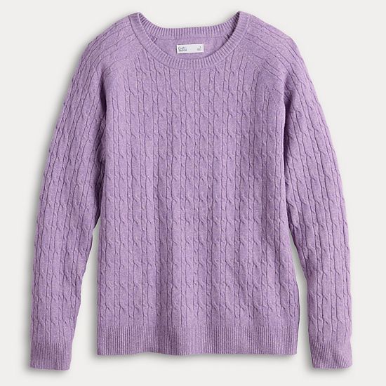 Women's Croft & Barrow® The Extra Soft Cabled Crew Neck Sweater