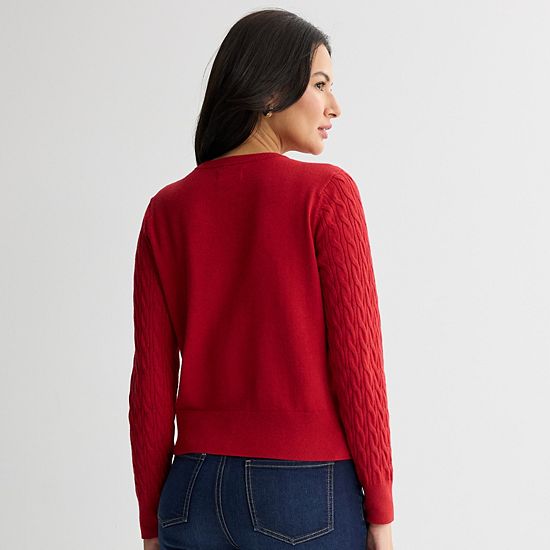 Women's Croft & Barrow® Extra Soft Classic Cable Knit Cardigan