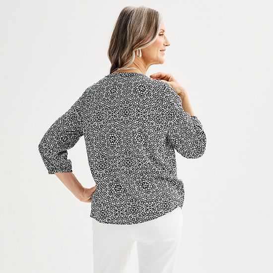 Women's Croft & Barrow® Smocked Shoulder Blouse