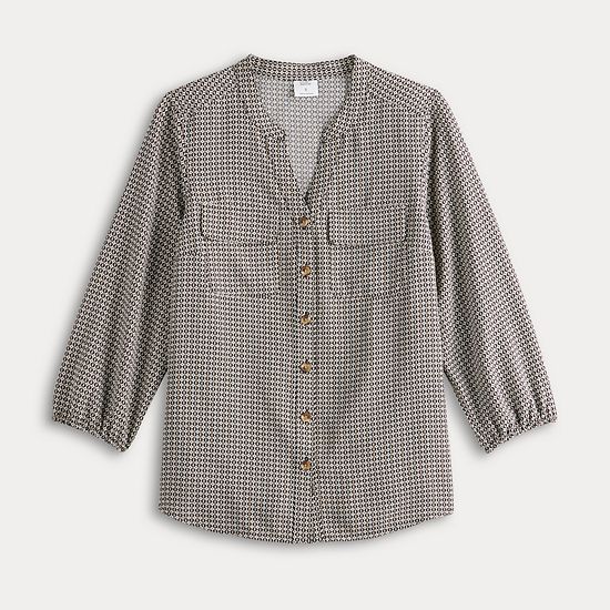 Women's Croft & Barrow® Y-Neck Blouse