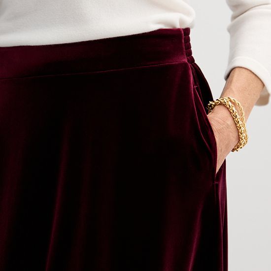 Petite Croft & Barrow® Velvet Midi Skirt