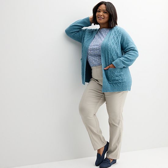 Plus Size Croft & Barrow® Seamed Straight Leg Pull-On Pants