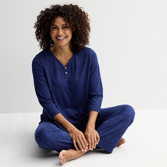 Women's Croft & Barrow Cozy Luxe Rib Sleep Top