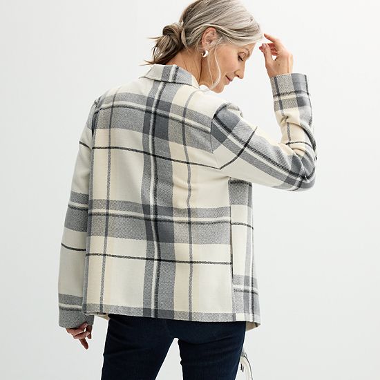 Women's Croft & Barrow® Plaid Shawl Jacket