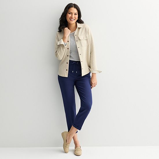 Petite Croft & Barrow® Ponte Drawstring Pull-On Pants
