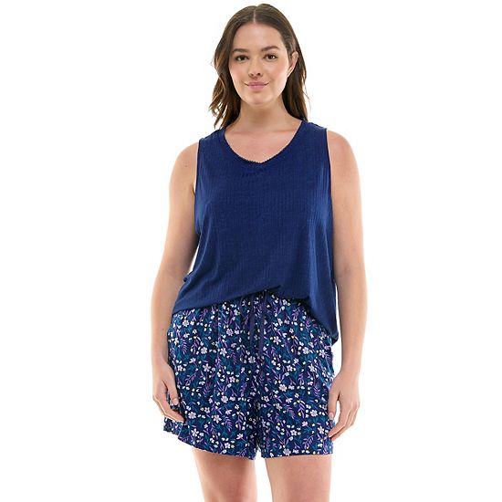 Women's Croft & Barrow® Lush Luxe 2-Piece Pajama Tank Top And Pajama Shorts Set