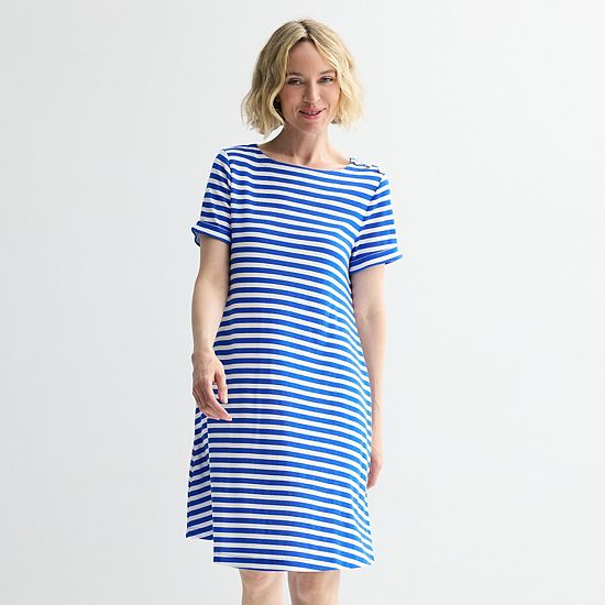 Women's Croft & Barrow® Buttoned Shoulder T-Shirt Dress