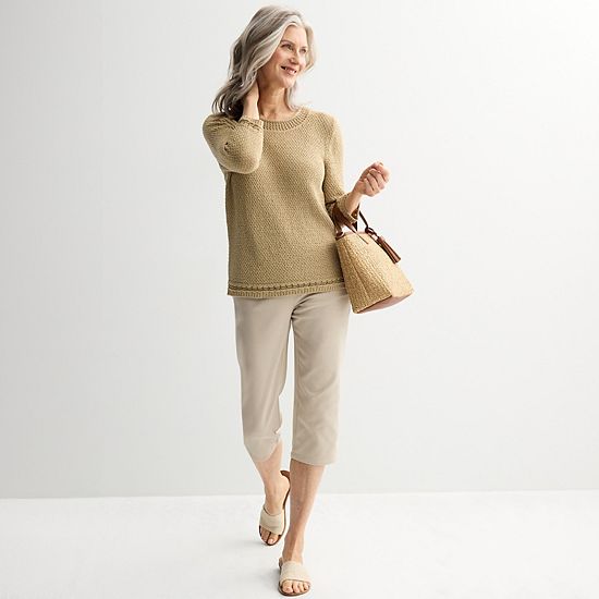Women's Croft & Barrow® Textured Tape Yarn Pullover Sweater