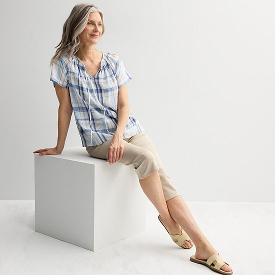 Women's Croft & Barrow® Raglan Splitneck Blouse