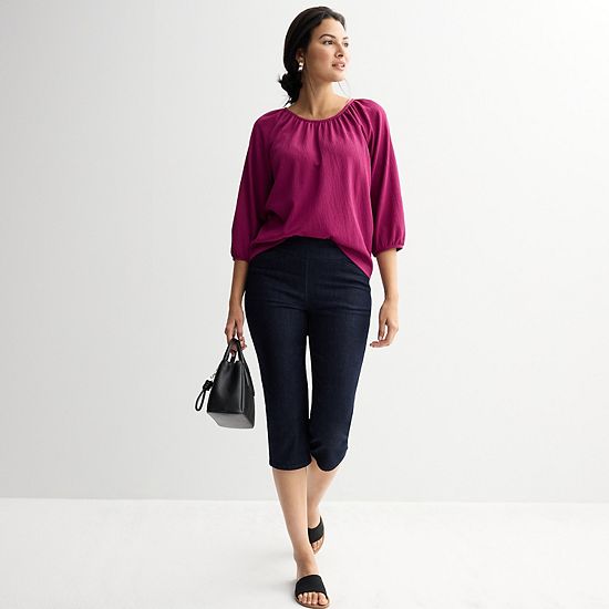 Women's Croft & Barrow® Shirred Neckline Textured Top