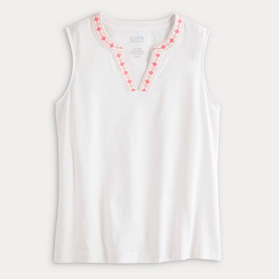 Women's Croft & Barrow® Embroidered Edge Tank Top