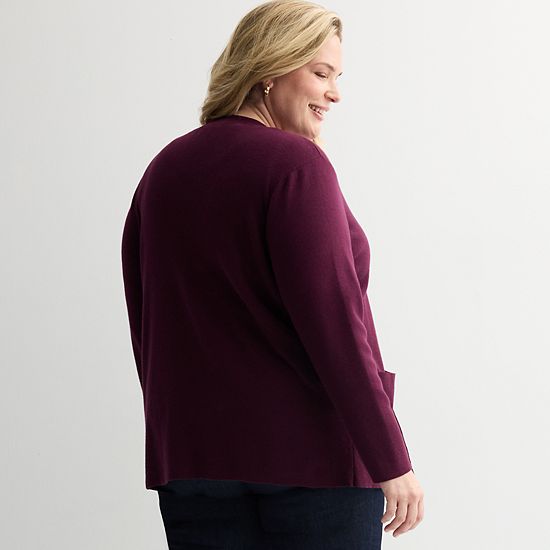 Plus Size Croft & Barrow® Polished Open Front Cardigan