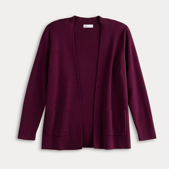 Petite Croft & Barrow® Polished Open Front Cardigan