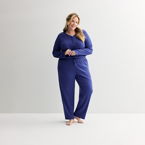 Plus Size Croft & Barrow® Textured Knit Pajama Top & Pajama Bottoms Set