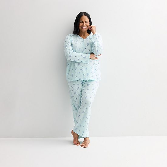 Plus Size Croft & Barrow® Textured Knit Pajama Top & Pajama Bottoms Set