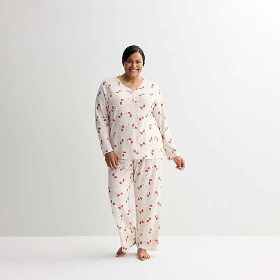 Plus Size Croft & Barrow® Textured Knit Pajama Top & Pajama Bottoms Set