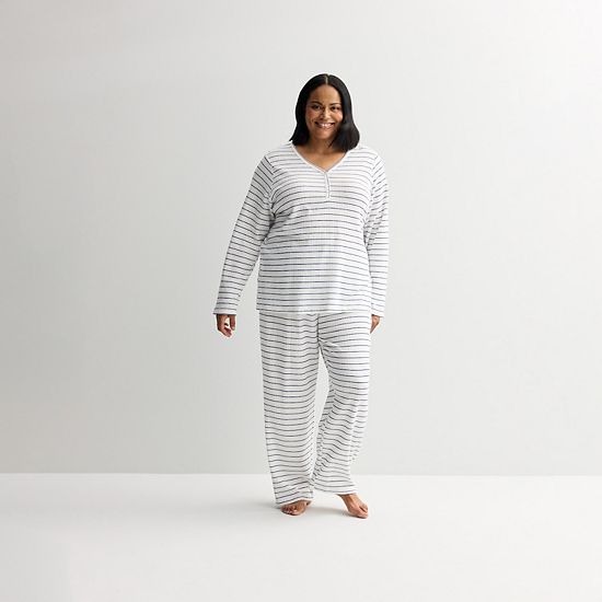 Plus Size Croft & Barrow® Textured Knit Pajama Top & Pajama Bottoms Set