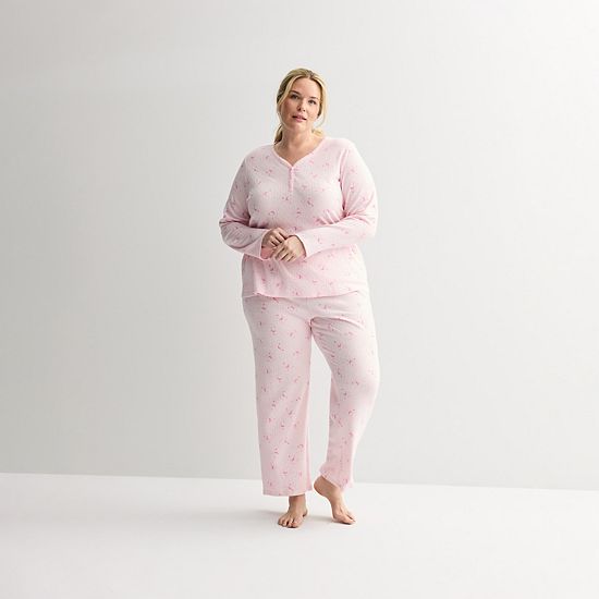 Plus Size Croft & Barrow® Textured Knit Pajama Top & Pajama Bottoms Set