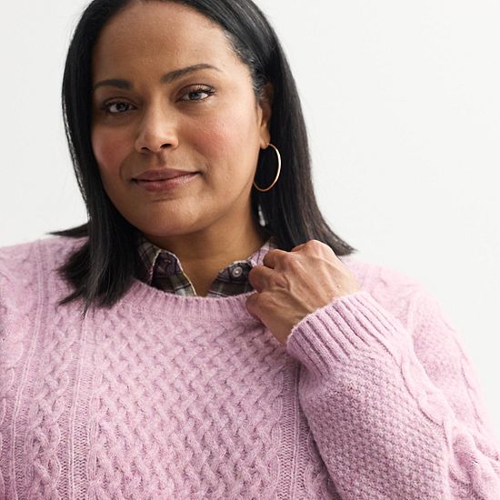 Plus Size Croft & Barrow® Raglan Sleeve Ringer Fairisle Sweater