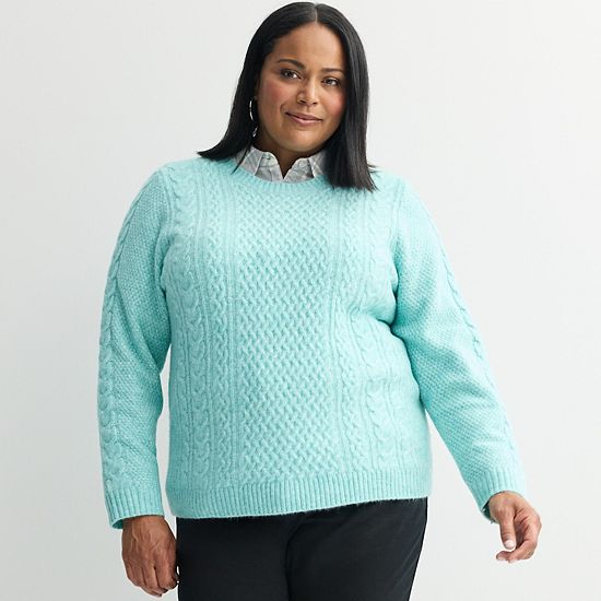 Plus Size Croft & Barrow® Raglan Sleeve Ringer Fairisle Sweater