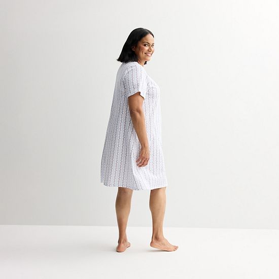Plus Size Croft & Barrow® Short Sleeve Sleep Knit Gown