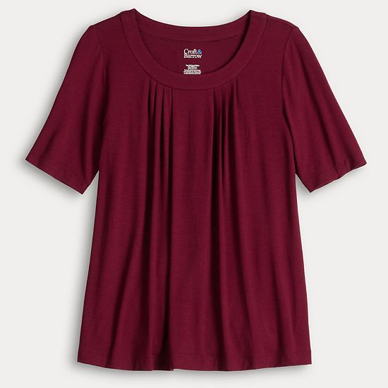 Women's Croft & Barrow® Pleated Round Neck Top