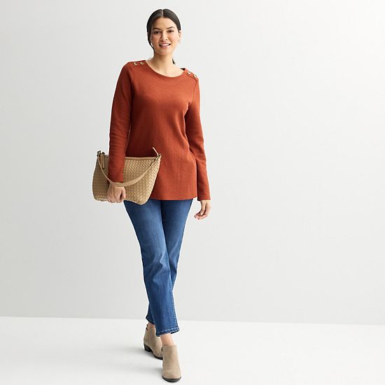 Women's Croft & Barrow® Button Shoulder Tunic