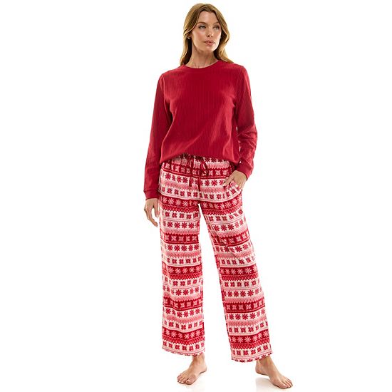 Women's Croft & Barrow® 2-pc. Micro Fleece Pajama Top & Pajama Bottoms Set