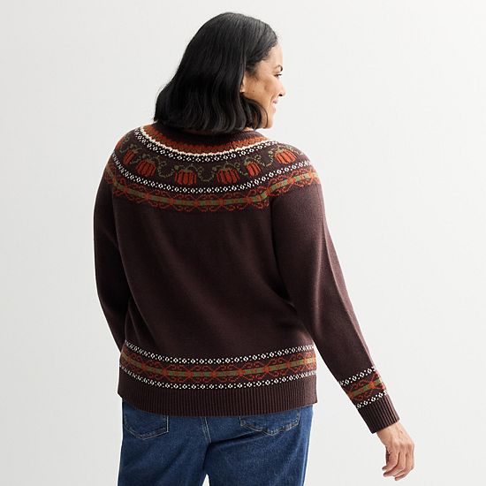 Plus Size Croft & Barrow® Fairisle Pullover Sweater