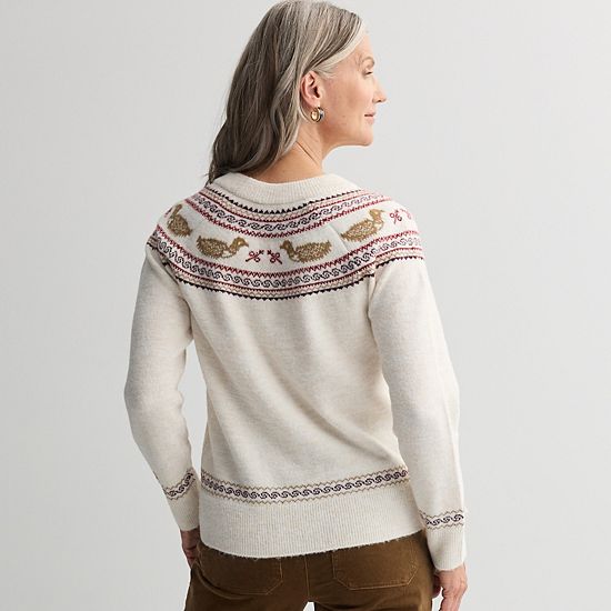 Women's Croft & Barrow® Loon Ringer Fair Isle Pullover Sweater