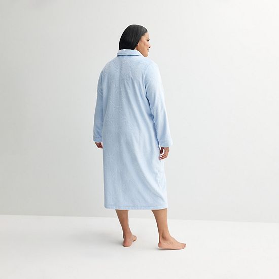 Women's Plus Croft & Barrow® Long Plush Zip Front Robe