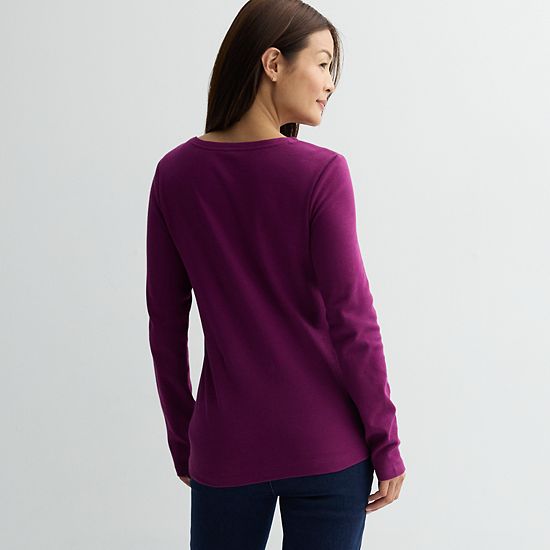 Women's Croft & Barrow® Long Sleeve Harvest Motif Tee