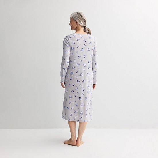 Women's Croft & Barrow® Long Sleeve Sleep Knit Gown