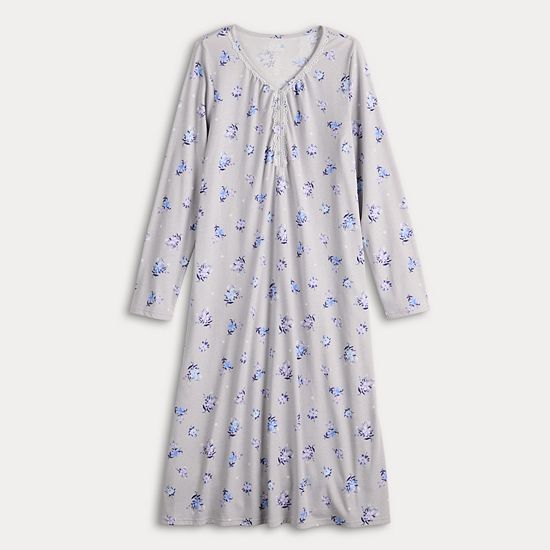 Women's Croft & Barrow® Long Sleeve Sleep Knit Gown