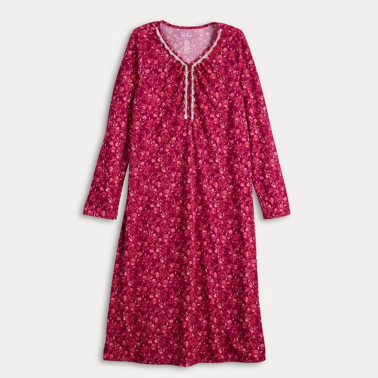 Women's Croft & Barrow® Long Sleeve Sleep Knit Gown