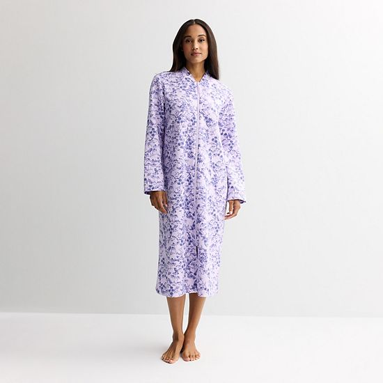 Women's Croft & Barrow® Long Quilted Zip Robe