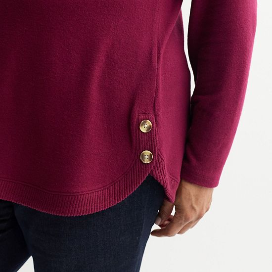 Plus Size Croft & Barrow® Side Button Bateau Top