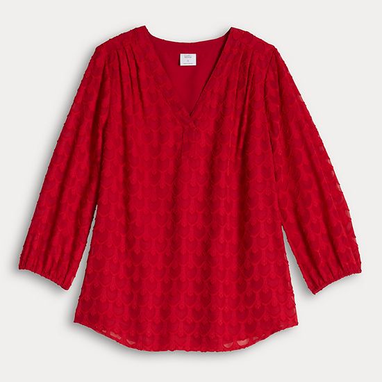 Women's Croft & Barrow® V-Neck Chiffon Blouse